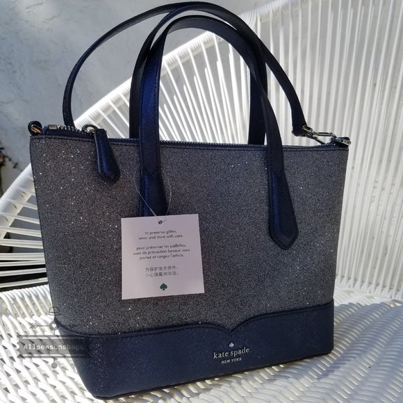kate Spade SMALL Lola Satchel Dusk Navy Glitter - Picture 4 of 10